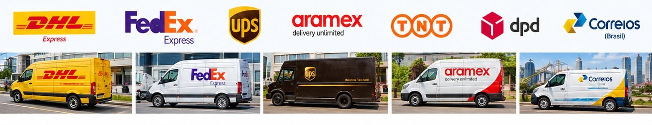 DHL Express, FedEx, UPS, Aramex, DPD, Correios